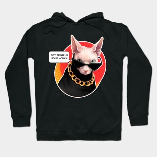 Boy bring us some vodka fanny cat with sunglasses Hoodie